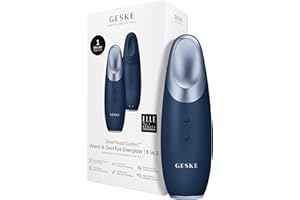 GESKE | SmartAppGuided™ Warm & Cool Eye Energizer | 6 in 1 | Masseur oculaire | Masseur anti-cernes | Supprimer les poches sous les yeux et les paupières tombantes | Massage électrique des yeux