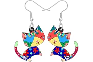 RAIDIN Boucles d'oreilles pendantes en acrylique en forme de chat Mignon pour femmes filles boucles d'oreilles chaton pour cadeaux Party Birthday Charms