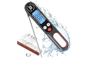 PAONIES Digital Meat Thermometers for Air Fryers Cooking, Food Thermometer Instant Read BBQ Cooking Thermometer with Foldable Long Probe and Backlight Screen Magnetic Back for Kitchen,Milk(Battery Included)