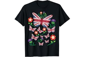 BUTTERFLY BEAUTIFUL WITH UK FLAG WOMEN GIRL KIDS Union Jack UK Flag Butterfly Great Britain Women Girl Kids T-Shirt