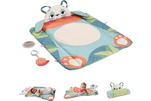 FISHER-PRICE Rolli-Roll Panda Play Mat - Large 3-in-1 Takeaway Play Mat, High-Contrast Pattern, Crinkle Toy and Mirror, 90% Recycled, FSC Certified Packaging HKD65