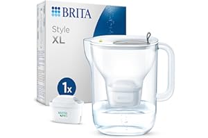 BRITA Carafe Filtrante Style XL Grise (3,6l) incl 1 cartouche filtrante eau robinet MAXTRA PRO All-in-1 réduit PFAS, calcaire, chlore, certaines impuretés et métaux