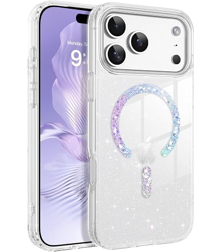 Coalbooliy Cover per iPhone 14 6,1 Custodia Diamante Glitter Brillare [Compatibile con Mag-Safe], Elettroplaccata Magnetica Trasparente Silicone Case Ragazza Scintillante Luccicanti, Argento
