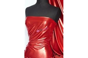Mirror Foil High Shine Liquid Wet Look Stretch Fabric | Stunning Dressmaking & Display Material | Same Day Dispatch | Sold by The Metre | by Tia Knight (Red, 1 Metre)