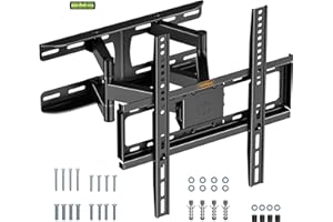 VonHaus Tilt and Swivel TV Wall Bracket for 24-75" Screens, Wall Mount w/Spirit Level, 45kg Capacity, Max VESA: 400x400mm, for Curved and Flat Screens
