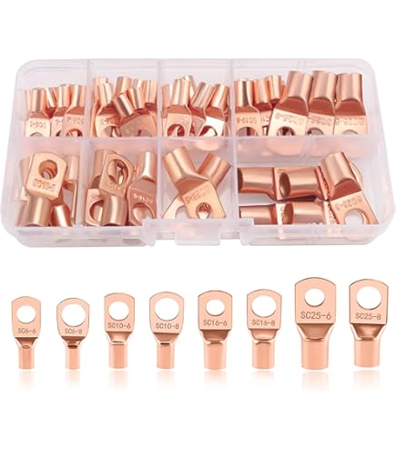 6x Rohrkabelschuhe 70mm² M12 - Verzinnt Kupfer Ringkabelschuh