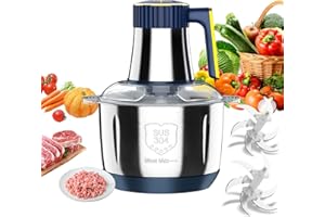 SWBSLL Picadora Electrica, 500W Trituradora de Alimentos Acero Inoxidable 4L, 5 Velocidades, 2 Pares de Cuchillas, Corte Rápido en 10s, Ideal para Picar Todo Tipo de Carnes, Verduras, Frutas y Especias