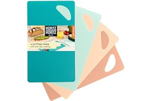 Moritz & Moritz 4-Part Kitchen Cutting Boards 25 x 14.5cm - Chopping Boards for Kitchens - Coloured Chopping Boards Set - Anti-Slip Surface for Safe Cutting Grip Opening - Flexible Chopping mats