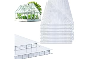 EINFEBEN Piastre alveolari per serra da giardino, serra, pannelli di ricambio in policarbonato (60,5 x 121 cm), 4 mm, 10,25 m²
