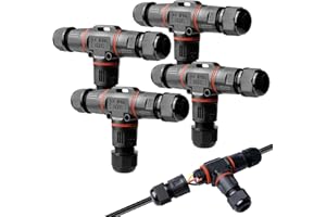 BORDEAG Connettore Impermeabile IP68, 4 Pcs Per Cavo Esterno, 3 Poli A T A Tenuta Stagna, Illuminazione Da Giardino, Esterni, Intera