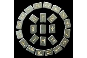 Cartbug Golden Pyrite Brick Shape Rune Stones Set with Elder Futhark Alphabet Engraved Symbol Pagan Stone Runic Symbol for Crystal Healing Chakra Balancing Spiritual Gift & Home Decor 20-25 mm