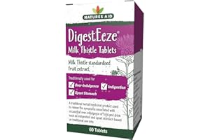 Natures Aid DigestEeze Milk Thistle 60 Tablets – Supports Liver & Digestive Health – High Strength Silymarin – Vegan, Non-GMO, Gluten-Free – Traditional Herbal Remedy for Indigestion Relief