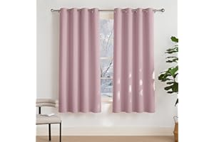 ‎PONY DANCE PONY DANCE Blickdichte Vorhänge Kinderzimmer Mädchen Ösenschal 2er Set H 175 x B 140 cm Hellpink, Verdunklungsgardine mit Ösen Thermo Gardinen Isolierend Kälte und Wärme