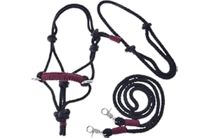 LarDen Hobby Horse Accessoires - Ensemble de Corde | Licol avec Rênes & Collier pour Cheval Bâton | GR. M - Bordeaux | Fait à la Main | Hobby Horsing | Tête de Cheval Réaliste à Bâton à Chevaucher