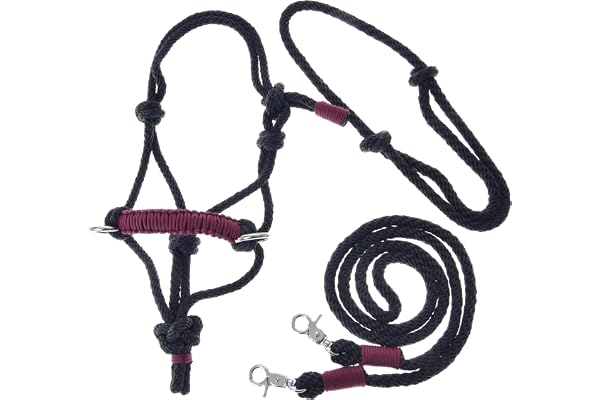 LarDen Hobby Horse Accessoires - Ensemble de Corde | Licol avec Rênes & Collier pour Cheval Bâton | GR. M - Bordeaux | Fait à la Main | Hobby Horsing | Tête de Cheval Réaliste à Bâton à Chevaucher