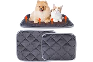 Vegena 2 Stück Katzendecke - Selbstheizende Decke für Katzen Hunde, Selbstwärmende Hundedecke Waschbare, Wärmematte Thermodecke für Katze Welpen Reise Camping, Grau (40x50cm, 48x70cm)