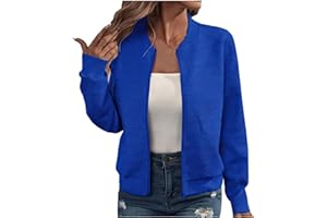 TRIGLICOLEUM Bomberjacke Damen Blouson Sommerjacke Leichte Reißverschluss Sweatjacke Kurz Pilotenjacke Einfarbig Jacke Dünne Langarm Übergangsjacke College Jacket Mädchen Fliegerjacke Sommer Damenjacke Wanderjacke