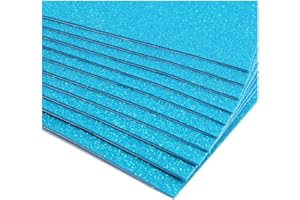 Uhat Lot de 10 feuilles A4 en mousse à paillettes pour loisirs créatifs et décoration, 2 mm (autocollantes, bleu clair)