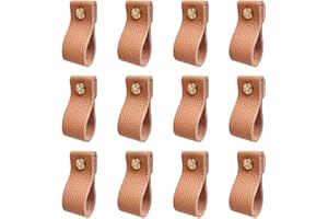 DOXILA - Tiradores de piel para muebles - 12 tiradores de piel para muebles, tiradores vintage de armarios de cuero, tiradores de armario de cocina, tiradores de baño - armarios (Calabaza)