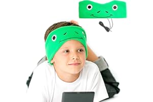 CozyPhones Kids Headphones. Comfy Headband Earphones, Light as Air and Great for Travel, Comes in Kid Friendly Animal and Anime Designs and Cute Colors like Green, Blue and Purple - GREEN FROG