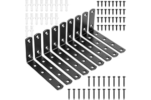 HMKESOTERIC 9 Pcs Soporte Estanteria Pared Negros, 125mm Soporte Baldas Pared Metalica, Soportes para Estanterías, Soportes en L para Estantes, Escuadras para Estanterias, Soporte para Baldas de Madera