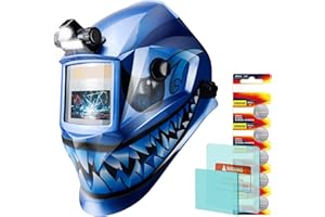 TRQWH Welding Helmet with Light True Color Auto Darkening Welding Helmets for Men Solar Powered Welding Hood with 2 Arc Sensor Wide Shade 4/9-14 for TIG MIG ARC Cool Welder Mask