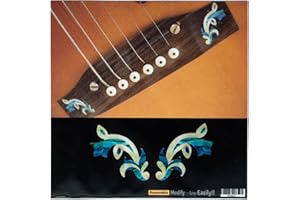 INLAYSTICKERS Inlay Stickers for Acoustic Guitar Bridge - Traditional Motif (L&R Set) - Abalone Blue,BS-218TD-BL