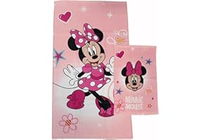 hermet Minnie Mouse Disney, Asciugamani Bagno in Spugna, Set 2 Asciugamani Bagno, Asciugamano Viso, Asciugamano Bidet, Rosa, 100% Cotone, Set 2 pezzi, Prodotto Ufficiale