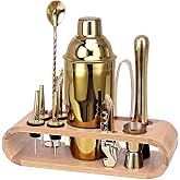 Ahşap Standlı 12 Par&ccedil;a &Ccedil;elik 750 ml Shaker Bar Tokmağı Jigger Seti Barmen Seti
