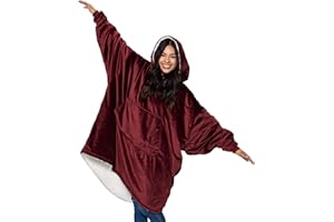 ‎THE COMFY THE COMFY Original | Oversized Microfiber & Sherpa Wearable Blanket, Great Gift for Any Occasion, Seen On Shark Tank, One Size Fits All, Burgundy