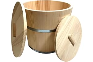 Wooden World Wooden Bucket with 2 Lids for Fermenting Sauerkraut and Cucumber Barrel for Sauerkraut or Sauna - 10 Litres