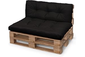 CLOUD PILLOW Palettenkissen 120 x 80 cm - Europaletten Sitzkissen set Outdoor - Wasserdicht Rückenkissen zum Garten - Perfekte Kissen für Palettenmöbel - Schwarze Farbe - UV-beständiges Material mit OEKO-TEX