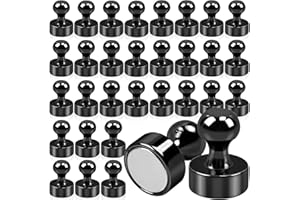 KEUKENKET Lot de 32 aimants puissants - 12 x 16 mm - Petits aimants en néodyme - Pour tableau magnétique, réfrigérateur - Maintien puissant - Mini aimants pour tableau blanc, maison, bureau - Noir