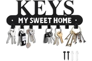 Guittly Key Holder Wall Mounted, Metal Key Racks Self Adhesive or Drill, Wall Key Hangers for Hallway Mudroom
