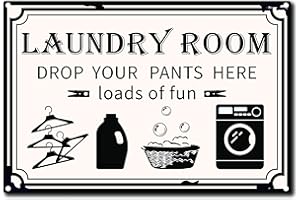 CREATCABIN Buanderie en Métal Vintage Signe en Étain Décoration Murale Décoration pour la Maison Mur Art Cuisine Bar Pub Chambre Ferme Garage Vintage Rétro Affiche Plaque 12 x 8 Pouce