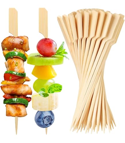 Gut & Gnstig Fingerfood Spiee Holzspiee 100 Stck 9cm aus Bambus Holz  mit breitem Holzende : Amazon.de: Garten