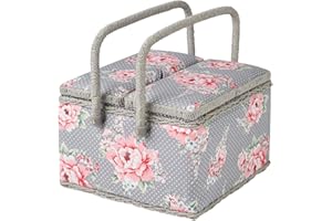 HOBBY GIFT Hobbygift Groves Exclusive Print Collection: Sewing Box (L): Twin Lidded: Beautiful Bloom, Cotton Blend, 25x25x17 cm