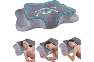 CHxxy Memory Foam Kissen, Gebärmutterhalskissen für Nacken und Schultern Schmerzlinderung, Ergonomische Kontur Bett Kissen, weich für Seitenschlaf Magen Schlafen und Rücken Schlafen Vollgrau