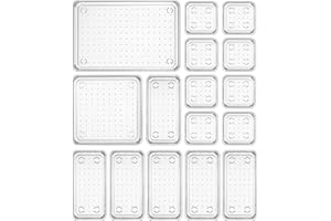 Fiambrera Schubladen Organizer, 16 Stücke mit 4 Größen Schubladen Ordnungssystem, Schminktisch Organizer, Drawer Organizer für Makeup, Schreibtisch, Büro, Bad, Badezimmer, Küchen