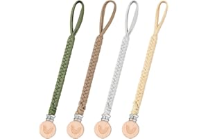 CLDY Baby Schnullerkette Clip, Schnullerkette Junge, Schnullerkette mädchen, Schnullerkette Stoff, Cup Catcher, Trinkbecher Halteriemen für Kinderwagen/Babytrage/Autositz, Schnullerband (4 Pack)