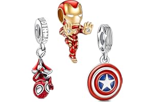 Tonsunul Charms 925 Sterling Silber Charms Anhänger Charms Set für Armbänder und Halskette, Winne Minnie Spider Cool Man Charms Armband Charms Anhänger Set Charms,Geschenke für Frauen 3-Stück/Paket