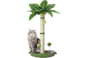 Arquiel Griffer pour Chat, Poteau à Arbre à Chat, Cocotier Corde de Sisal de Haute Qualité, avec Boule Suspendue et Boule à Ressort, Convient aux Chatons d'intérieur 65cm
