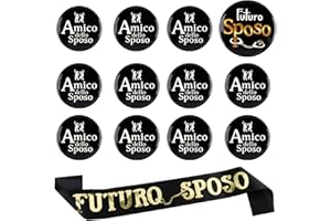 BETESSIN 13pz Addio al Celibato Gadget Sposo Fascia Futuro Sposo Spilla Sposo 11pz Spille Amico dello Sposo Confezione Groom To Be Addio Celibato Per Festa Matrimonio Nozze Fidanzamento