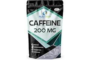 NUTRIVOLV Caffeine 200mg Tablets for Energy Boost, Mental Focus, Alertness, Weight Loss & Increase Workout Performance | Vegan