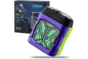 VGR 344 Mini Afeitadora Electrica Hombre, Afeitadora electrica Hombre Portátil de Viaje con Cuchillas Giratorias Dobles Magnéticas Para Una Fácil Limpieza, Resistente al Agua IPX6, Carga USB, Púrpura