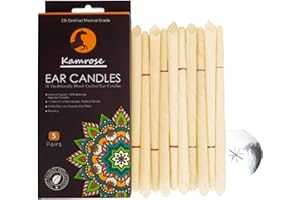 KAMROSE 10 x Ear Candles for Blocked Ears Hopi Wax Remover + 5 Protective Discs Included Ear Candles Aromatherapy 2 Unique SCENTS CE Medical Grade Double DISC Wax Filter (Chamomile)