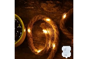 gresonic corde chanvre LED string Light Cord Lighting 25led 2m long Battery Operation Timer corde de coton corde naturelle corde de jute poterie lumière blanche chaude décoration