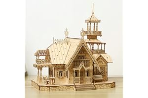 Cuteefun 3D Wooden Puzzle Castle Kit, Architecture Model Kit, Make Your Own Woodcraft Kit for Adults to Build, Wooden Mechanical Construction Set, Gift for Birthday Father's Day