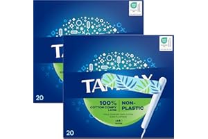 Cardboard Applicator Bundle with Tampax Blue Box 40 Tampons Bundle (2 Packs of 20) | Leak Protection | Super Absorbent | Fragrance-Free | with Oerich Mini Nail Files