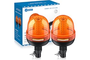 ‎AUTOUTLET AUTOUTLET 2X Rundumleuchte, 60 LED Warnleuchten Amber Rundumkennleuchte Blinkleuchte 12V/24V, mit 3 Beleuchtungsmodi, R10 E9 Straßenverkehr Zulassung, Wasserdicht Staubdicht, für Traktor LKW PKW